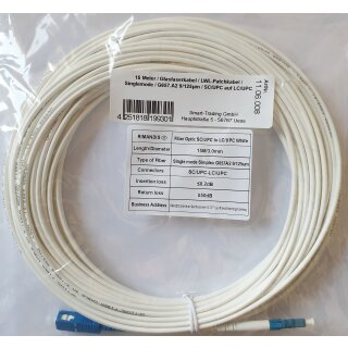 15 Meter / Glasfaserkabel / LWL-Patchkabel / Singlemode / G657.A2 9/125μm / SC/UPC auf LC/UPC