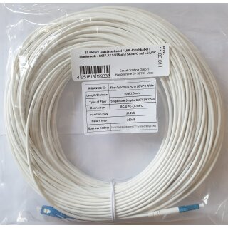 50 Meter / Glasfaserkabel / LWL-Patchkabel / Singlemode / G657.A2 9/125μm / SC/UPC auf LC/UPC