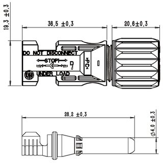 AMPHENOL (vglb. Devalan) Stecker und Buchse fr PV-Kabel oder Batterieanschluss