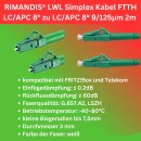 RIMANDIS® 2 Meter Glasfaserkabel LWL-Patchkabel Singlemode G657.A2 LC/APC-LC/APC Telekom FritzBox