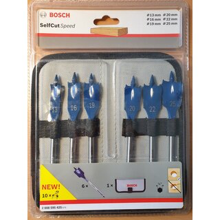 BOSCH® 6tlg. Flachfräsbohrer Set 13-25mm in Tasche Neu OVP